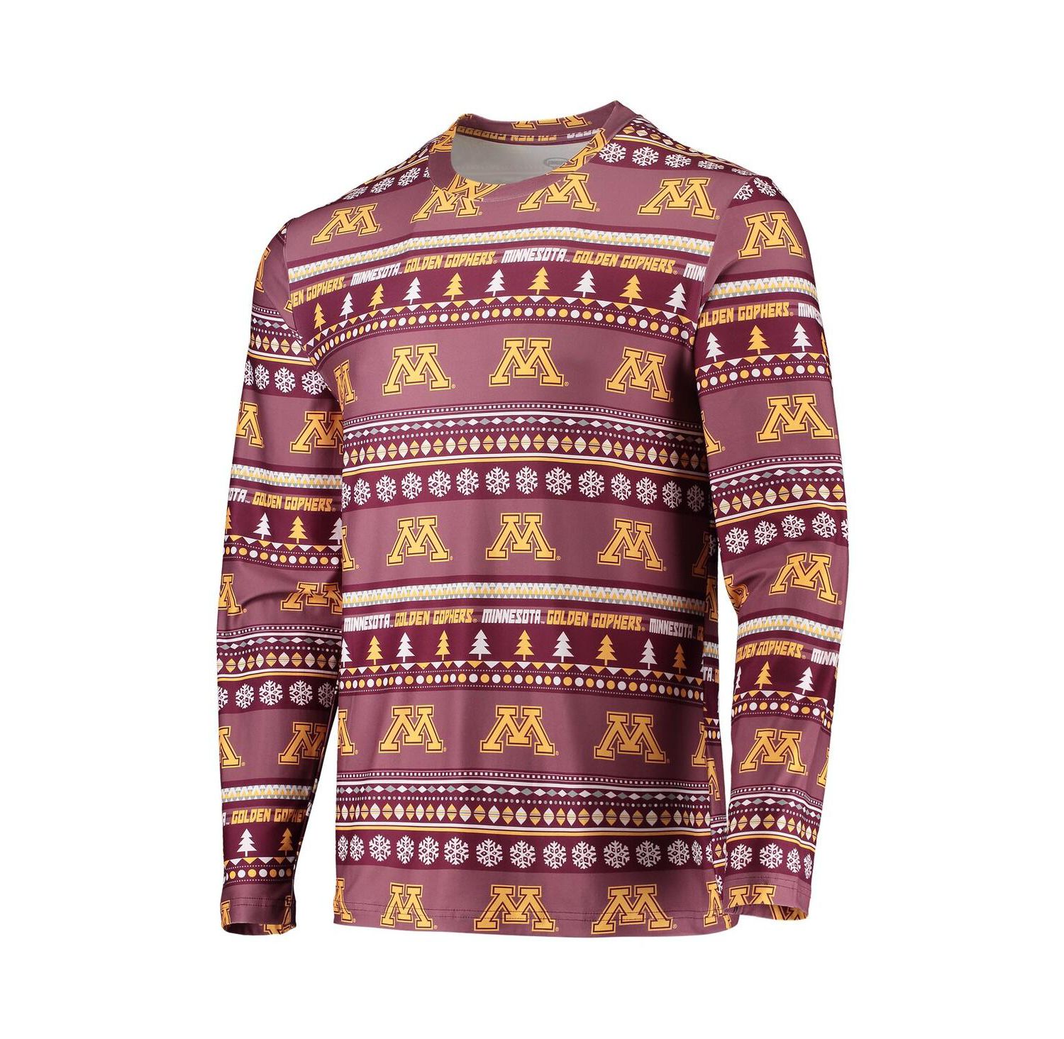 Men's Maroon Minnesota Golden Gophers Ugly Sweater Long Sleeve T-shirt and Pants Sleep Set