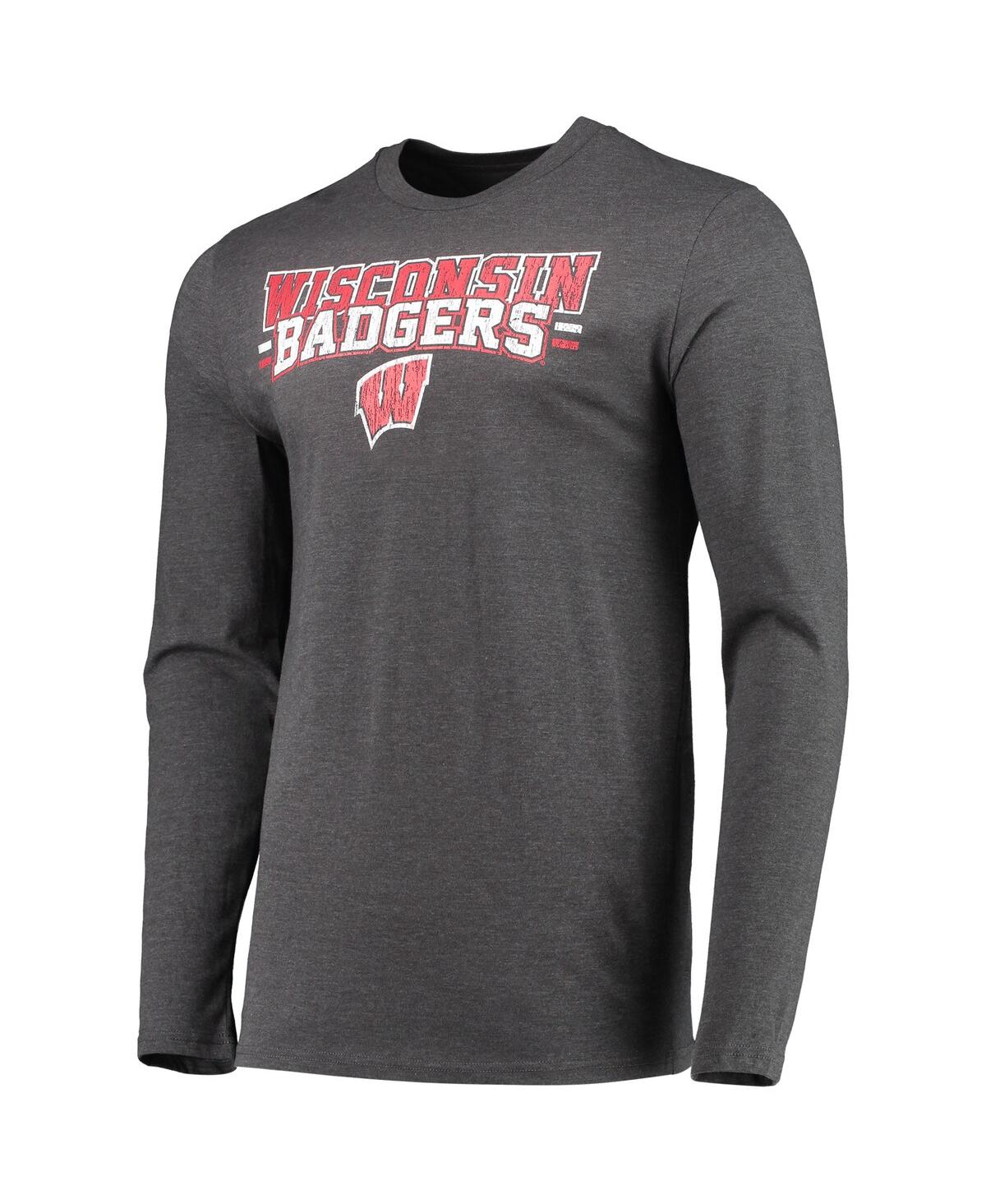 Shop Concepts Sport Men's  Red And Heathered Charcoal Wisconsin Badgers Meter Long Sleeve T-shirt And Pant In Red,heathered Charcoal