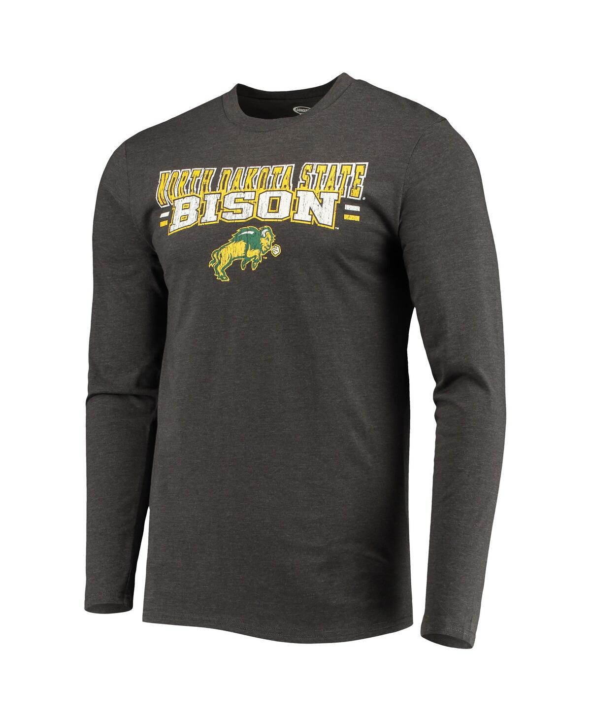 Concepts Sport Men's  Green And Heathered Charcoal Ndsu Bison Meter Long Sleeve T-shirt And Pants Sle In Green,heathered Charcoal