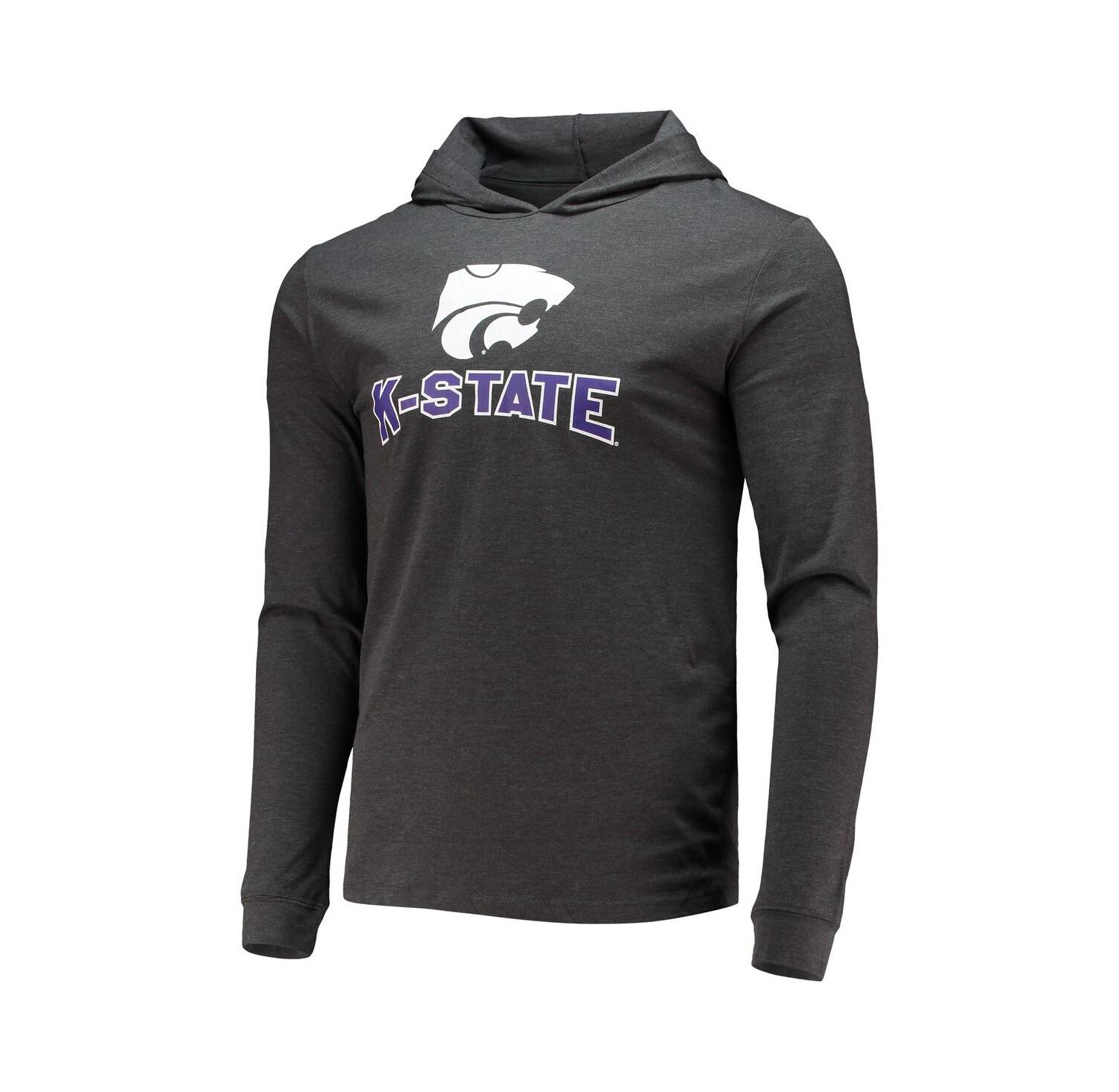 Men's Purple and Charcoal Kansas State Wildcats Meter Long Sleeve Hoodie T-shirt and Jogger Pants Set
