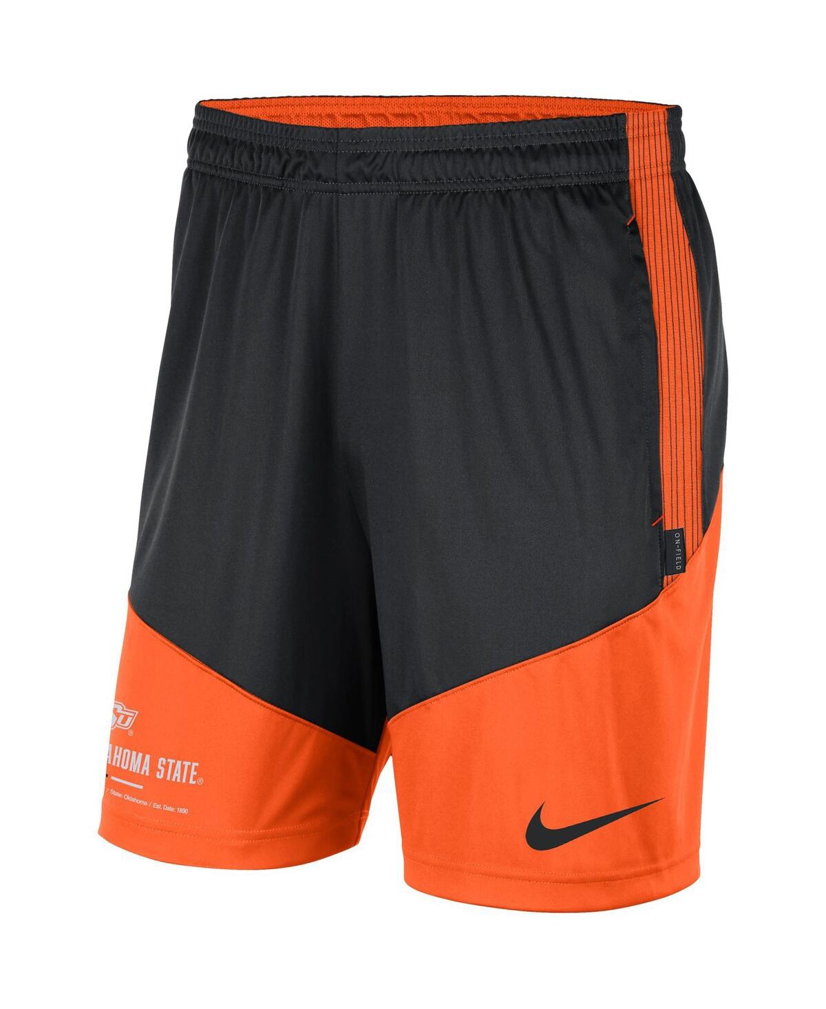 Shop Nike Men's  Black And Orange Oklahoma State Cowboys Team Performance Knit Shorts In Black,orange