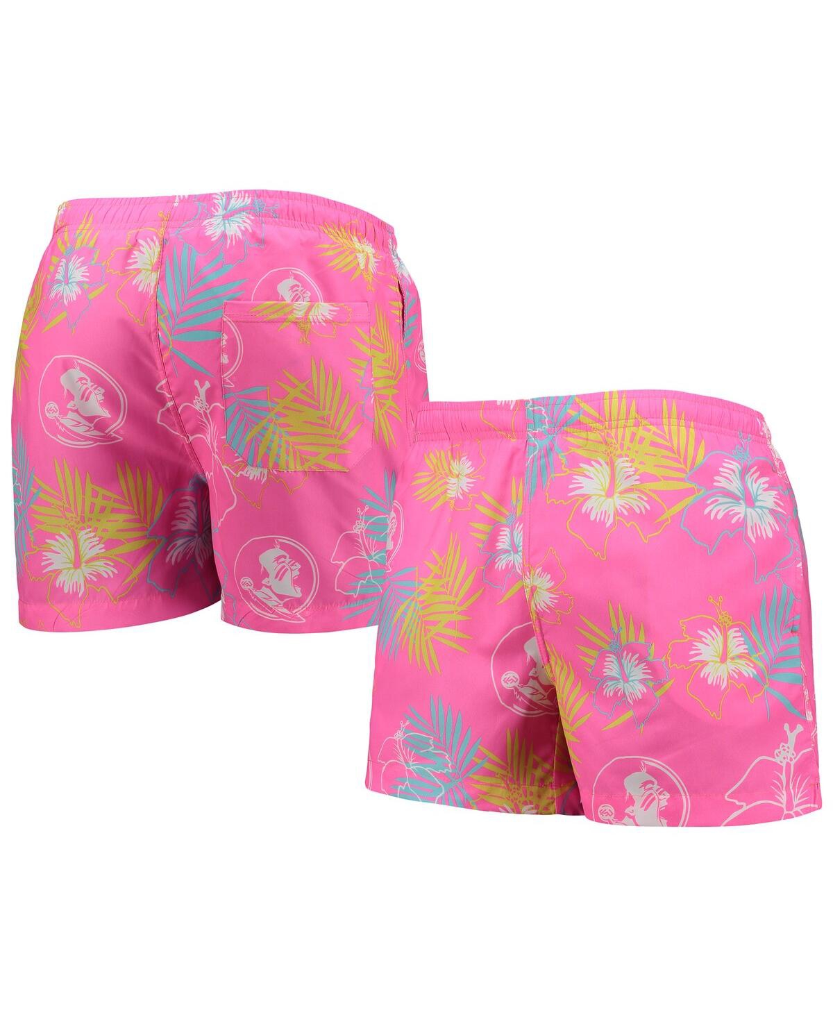 Men's FocoFlorida State Seminoles Neon Floral Swim Trunks - Pink