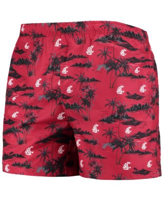 Men's Crimson Washington State Cougars Island Palm Swim Trunks