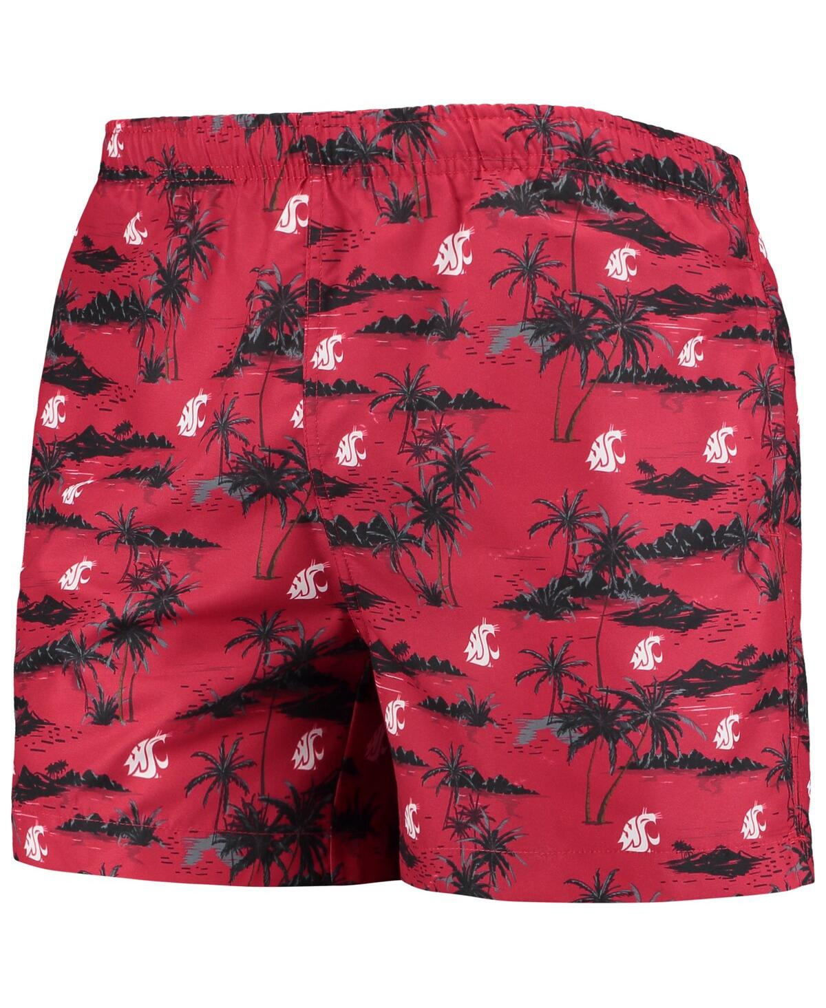 Shop Foco Men's  Crimson Washington State Cougars Island Palm Swim Trunks
