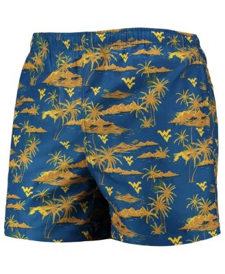 Men's Navy West Virginia Mountaineers Island Palm Swim Trunks
