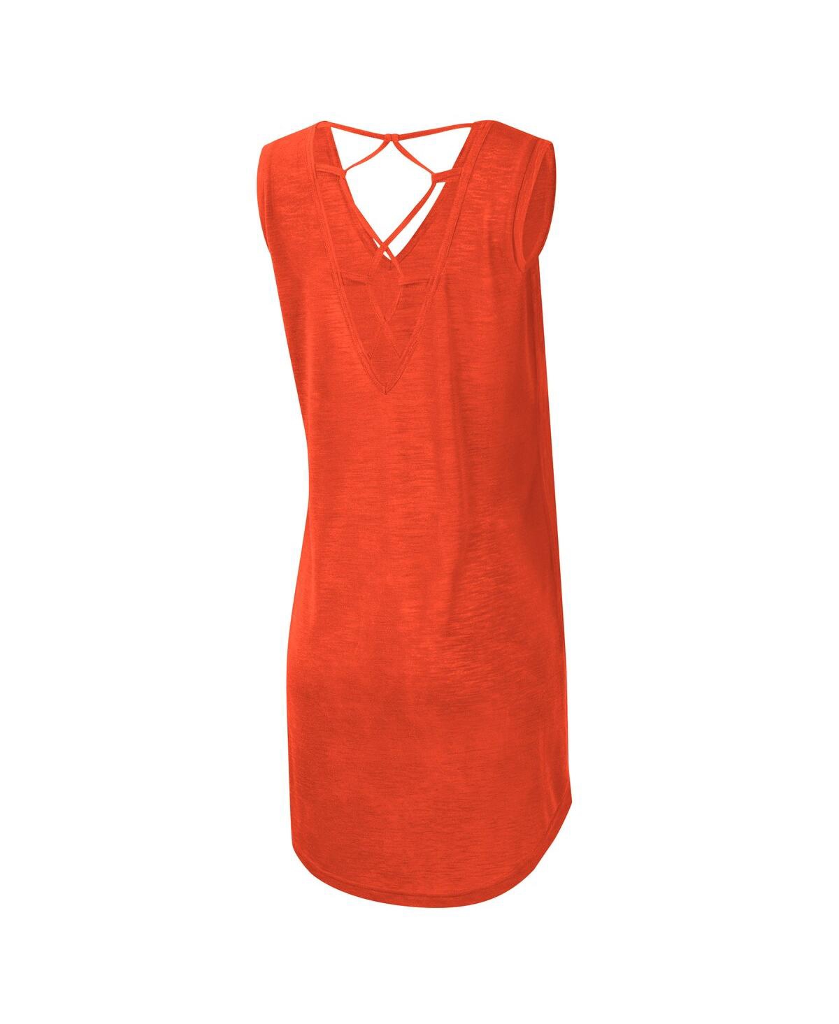 Shop G-iii 4her By Carl Banks Women's  Orange Clemson Tigers Game Time Burnout Cover-up V-neck Dress