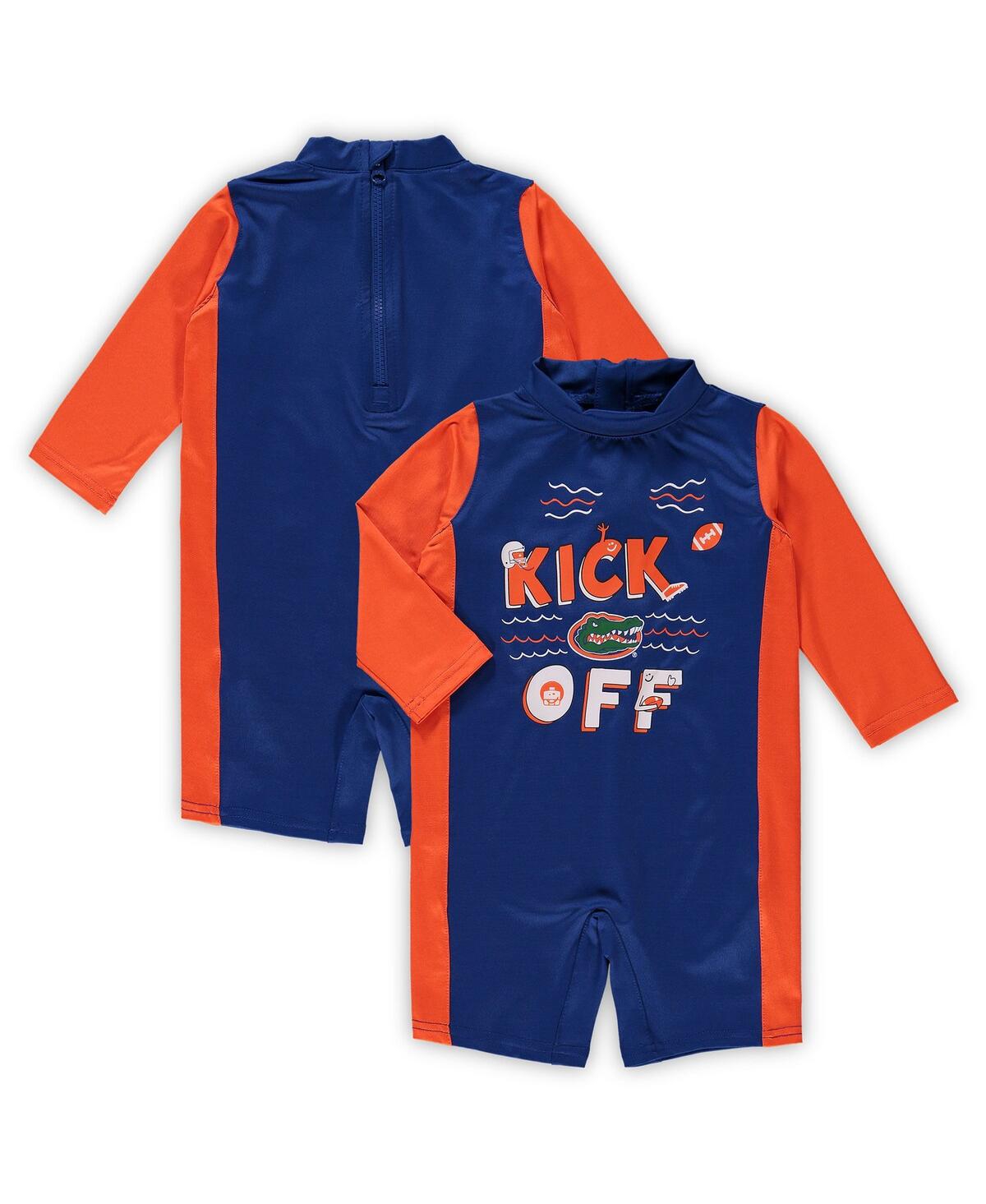 Outerstuff Babies' Infant Unisex Royal And Orange Florida Gators Wave Runner Wetsuit In Royal,orange