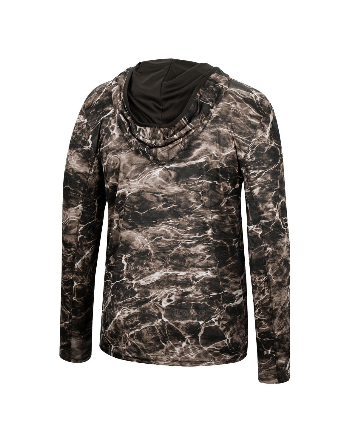 Men's ColosseumIowa Hawkeyes Mossy Oak Spf 50 Performance Long Sleeve Hoodie T-shirt - Black