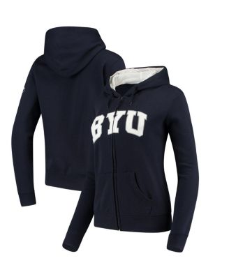 Women's Stadium Athletic Navy BYU Cougars Arched Name Full-Zip Hoodie