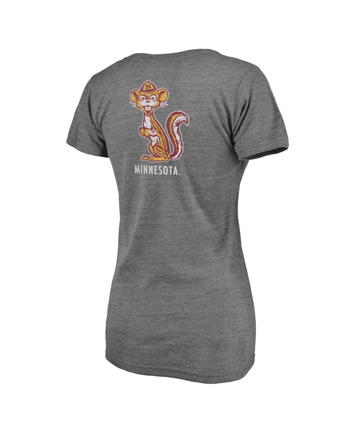 Fanatics Branded Heathered Gray Minnesota Golden Gophers Slab Serif 2-hit V-neck Tri-blend T-shirt In Heathered Gray