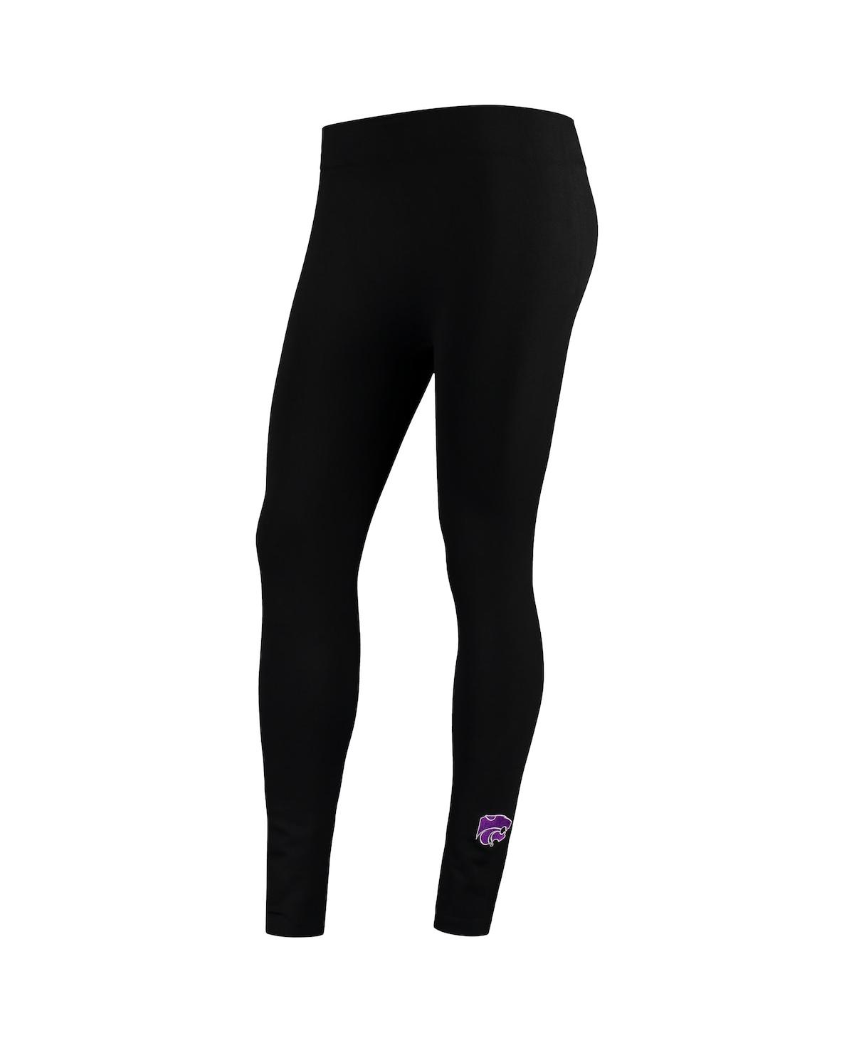 Zoozatz Women's  Black Kansas State Wildcats Fleece Leggings
