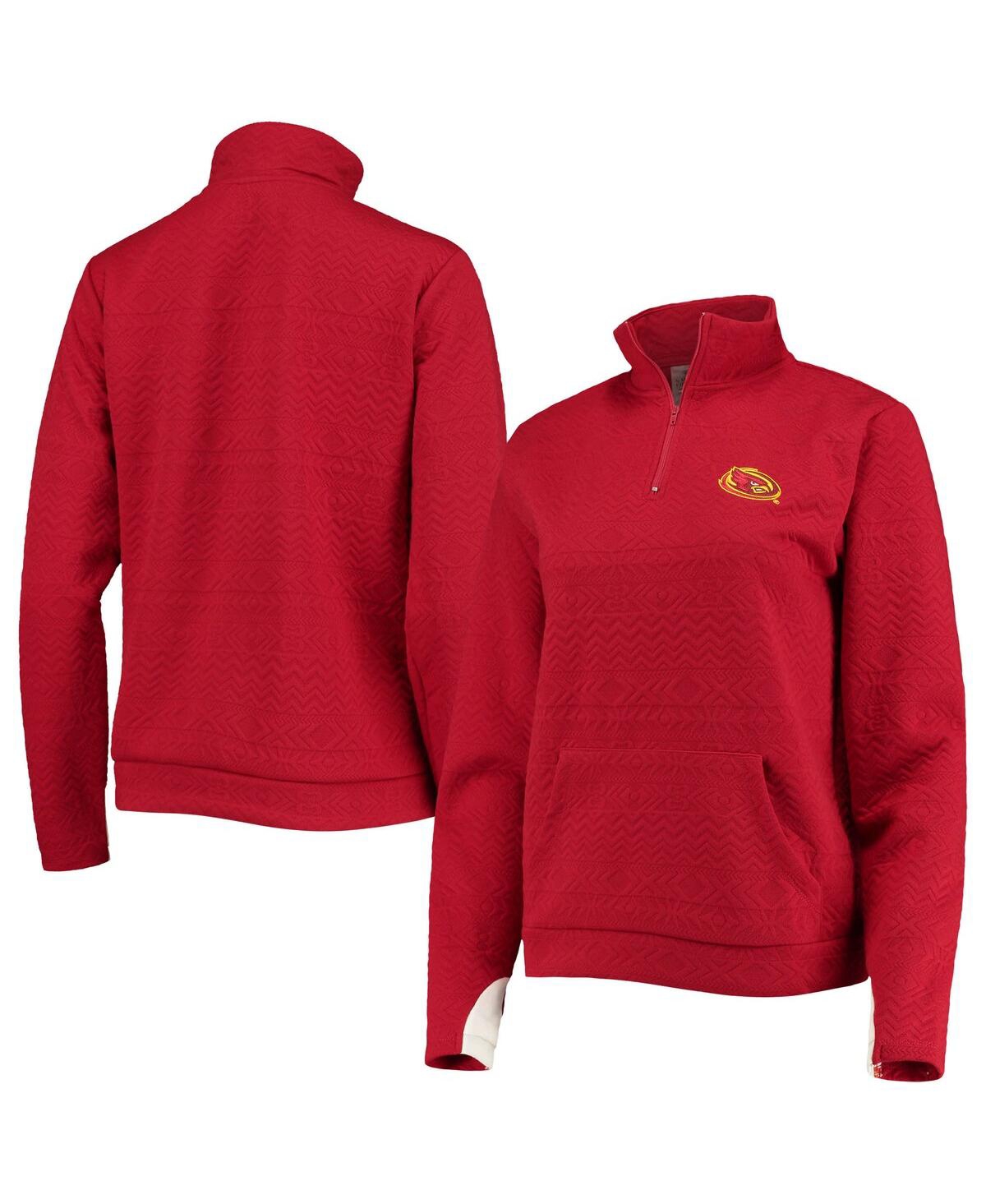 GAMEDAY COUTURE WOMEN'S GAMEDAY COUTURE CARDINAL IOWA STATE CYCLONES EMBOSSED QUARTER-ZIP JACKET