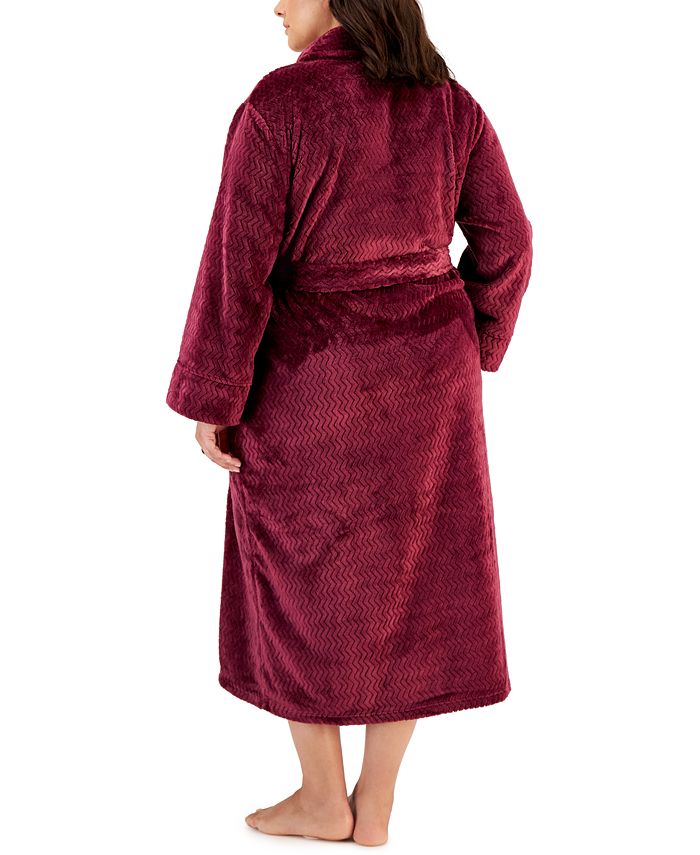 Charter Club Plus Size Plush Zig Zag Wrap Robe, Created for Macy's Macy's