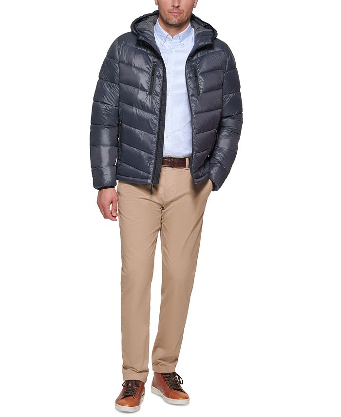Club Room Men's Chevron Quilted Hooded Puffer Jacket, Created for Macy