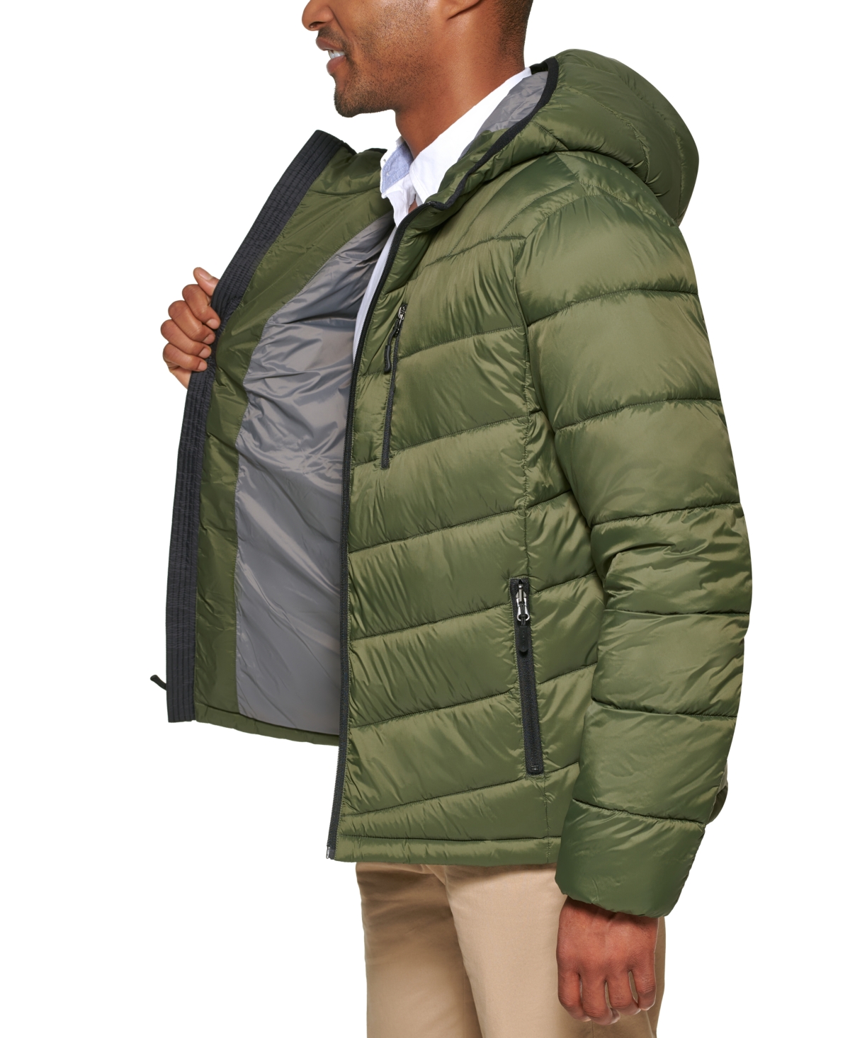 Club Room Men's Chevron Quilted Hooded Puffer Jacket, Created for Macy's