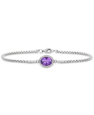 Macy's - Amethyst (1-1/10 ct. t.w.) & Lab-Grown White Sapphire (1/10 ct. t.w.) Halo Link Bracelet in Sterling Silver (Also in Blue Topaz, Citrine & Mystic Topaz)