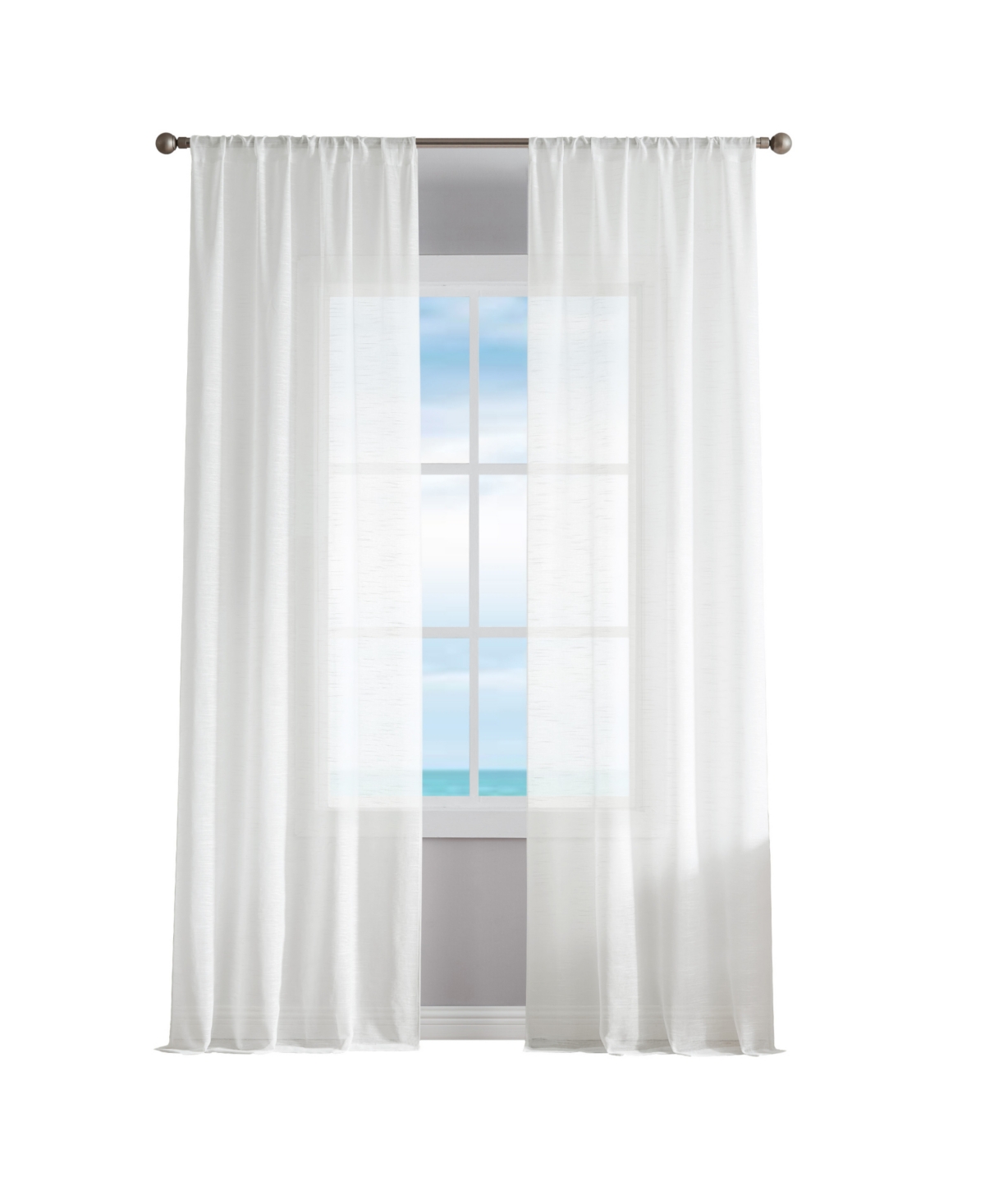 Nautica Erasmus Sheer Rod Pocket Window Curtain Panel Pair, 38" X 108" In White