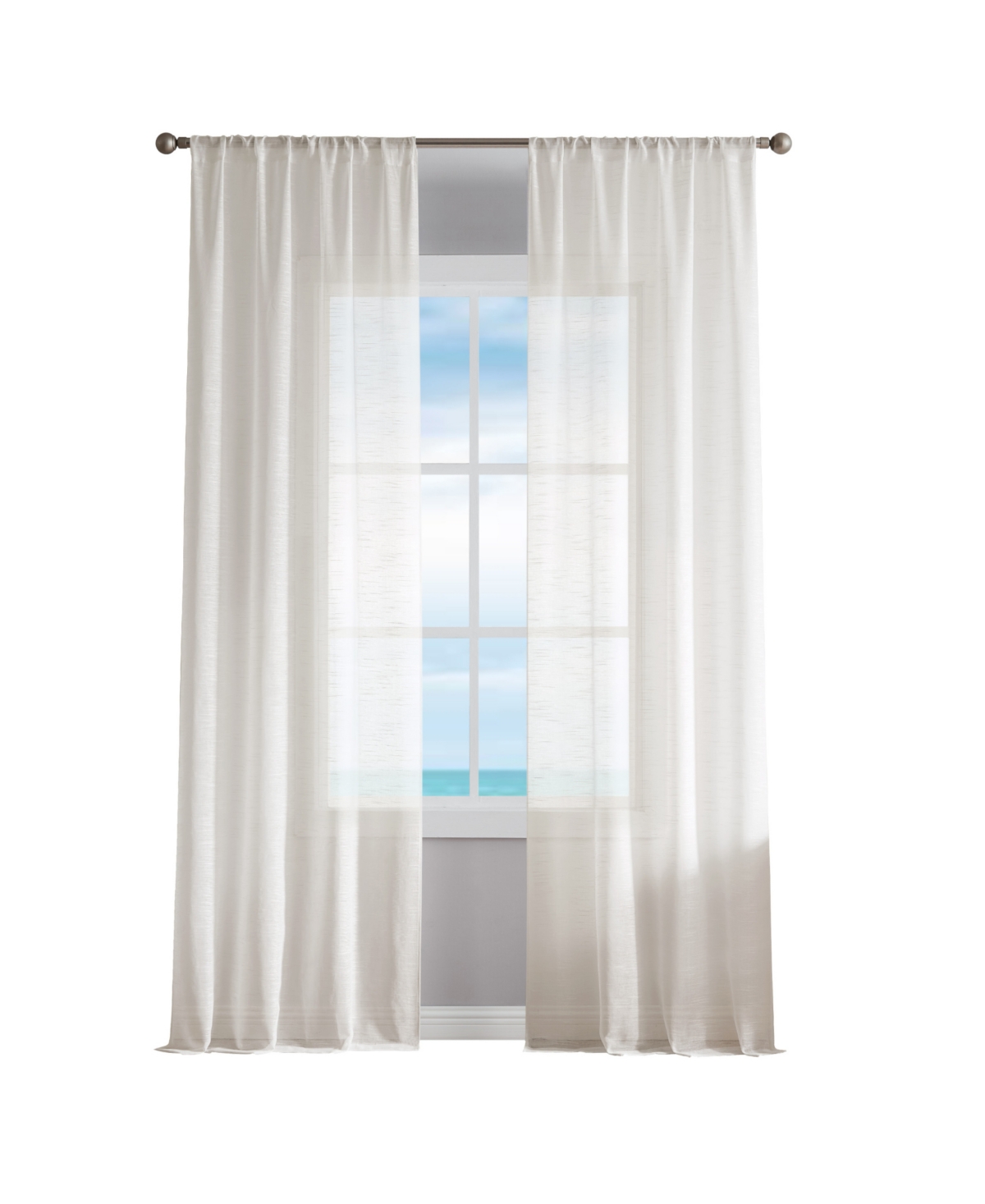 Nautica Erasmus Sheer Rod Pocket Window Curtain Panel Pair, 38" X 108" In Taupe