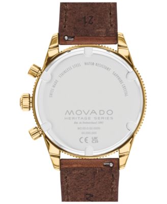 Men's Heritage Cognac Genuine Leather Strap Watch 42mm