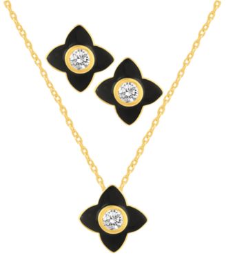 Crystal Enamel Necklace and Earring Set, 2-Piece