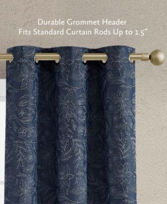 Groovy Paisley Textured Blackout Grommet Window Curtain Panel Pair with Tiebacks, 38" x 96"