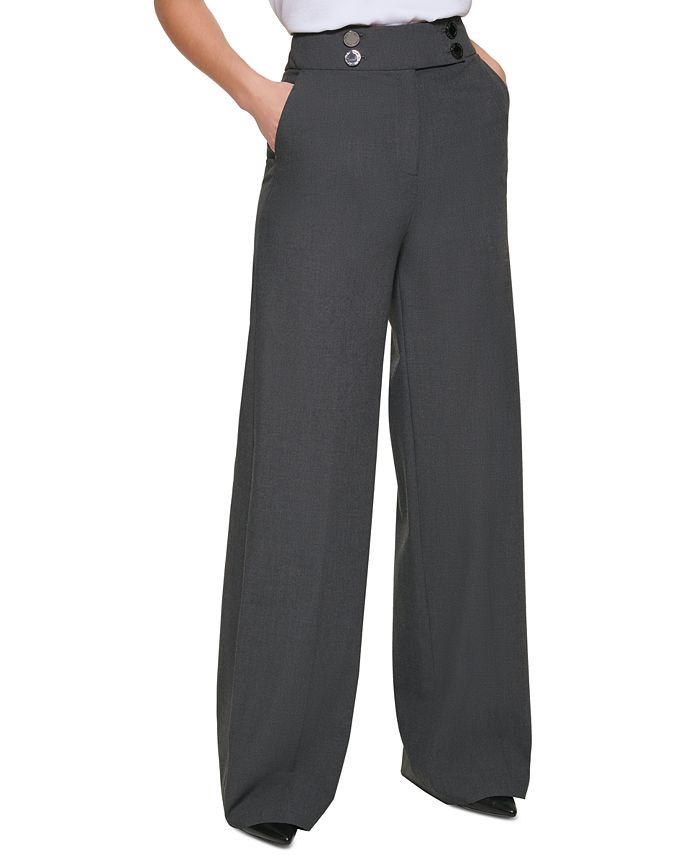 Calvin Klein Women's Whitney Button Front Wide Leg Pants & Reviews ...