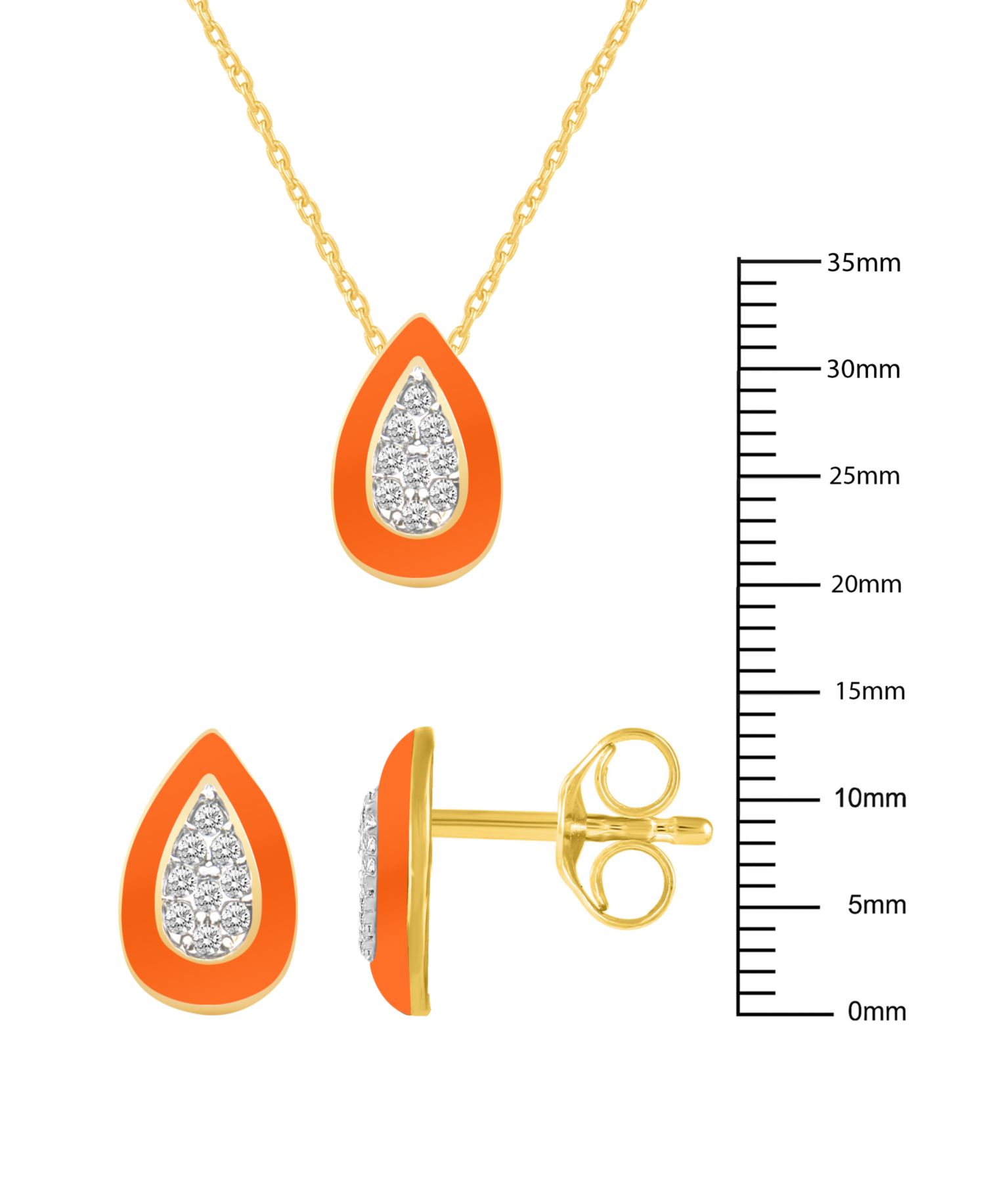 Crystal Enamel Necklace and Earring Set, 2-Piece