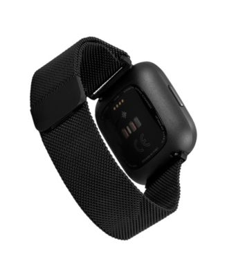 Black Stainless Steel Mesh Band designed for Fitbit Versa, Versa 2 and Versa Lite