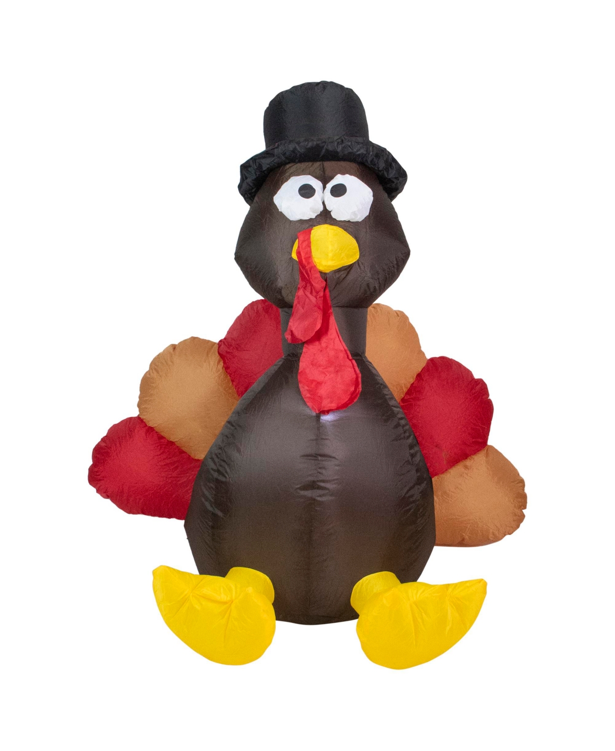 Inflatable Lighted Thanksgiving Turkey Outdoor Decor, 6' - Brown