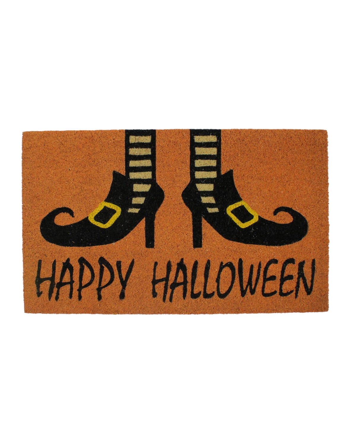 Wicked Witch Shoes "Happy Halloween" Coir Doormat, 18" x 30" - Brown