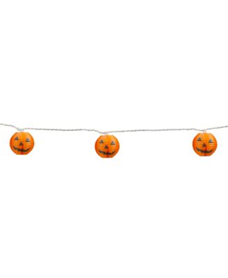 Jack-O-Lantern Paper Lantern 10 Piece Halloween Lights with 8.5' White Wire Set