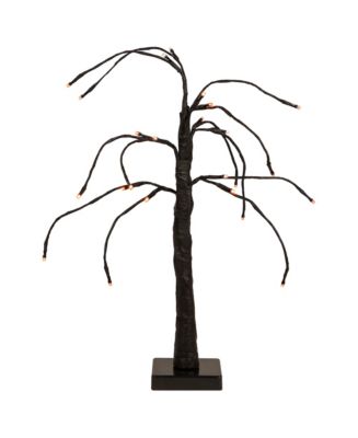 Led Lighted Weeping Halloween Twig Tree With Orange Lights, 24