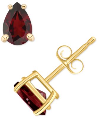 Macy's - Garnet Pear Stud Earrings (1 ct. t.w.) in 14k Gold