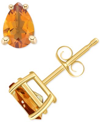 Macy's - Citrine Pear Stud Earrings (3/4 ct. t.w.) in 14k Gold