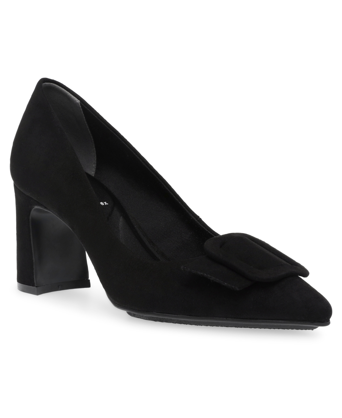 Anne Klein Akbentley Womens Buckle Suede Block Heels In Black Micro