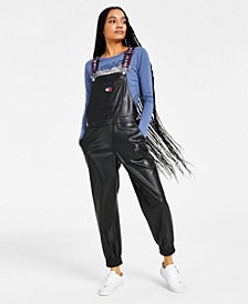 Women's Faux-Leather Overalls