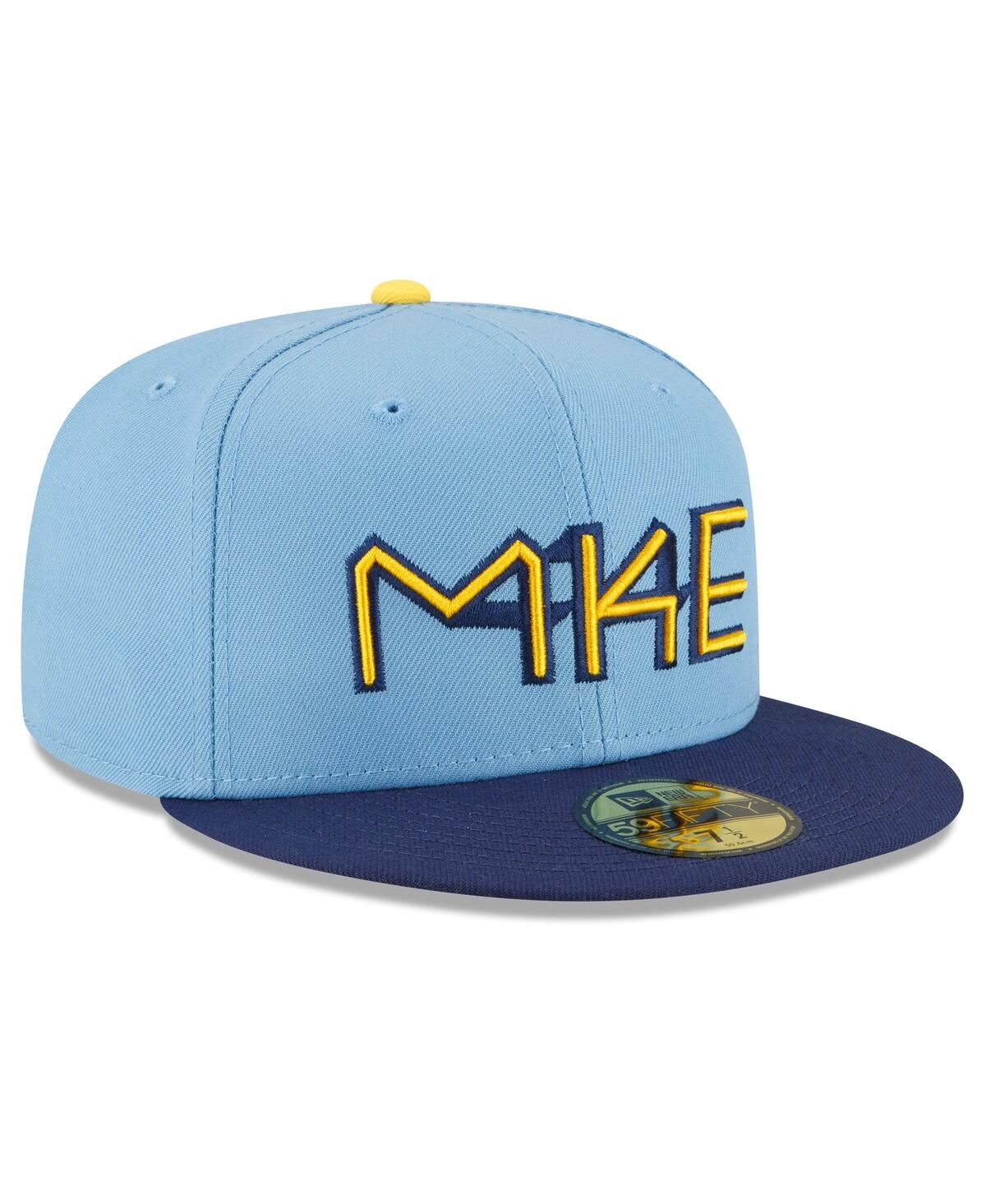 NEW ERA MEN'S NEW ERA POWDER BLUE MILWAUKEE BREWERS CITY CONNECT 59FIFTY FITTED HAT 