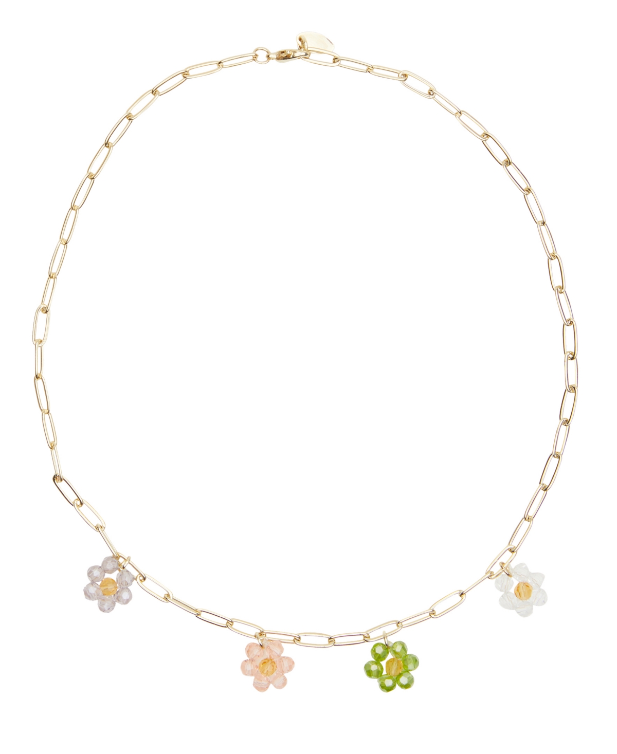 Dreamstate Dainty Link Chain Necklace with Beaded Flower Necklace
