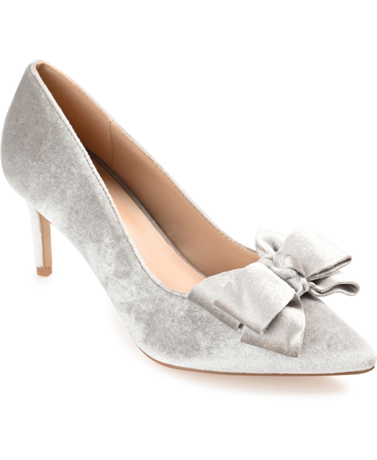 Shop Journee Collection Women's Crystol Velvet Pumps In Gray