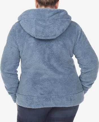 White Mark Women's Plus Size Hooded Sherpa Jacket
