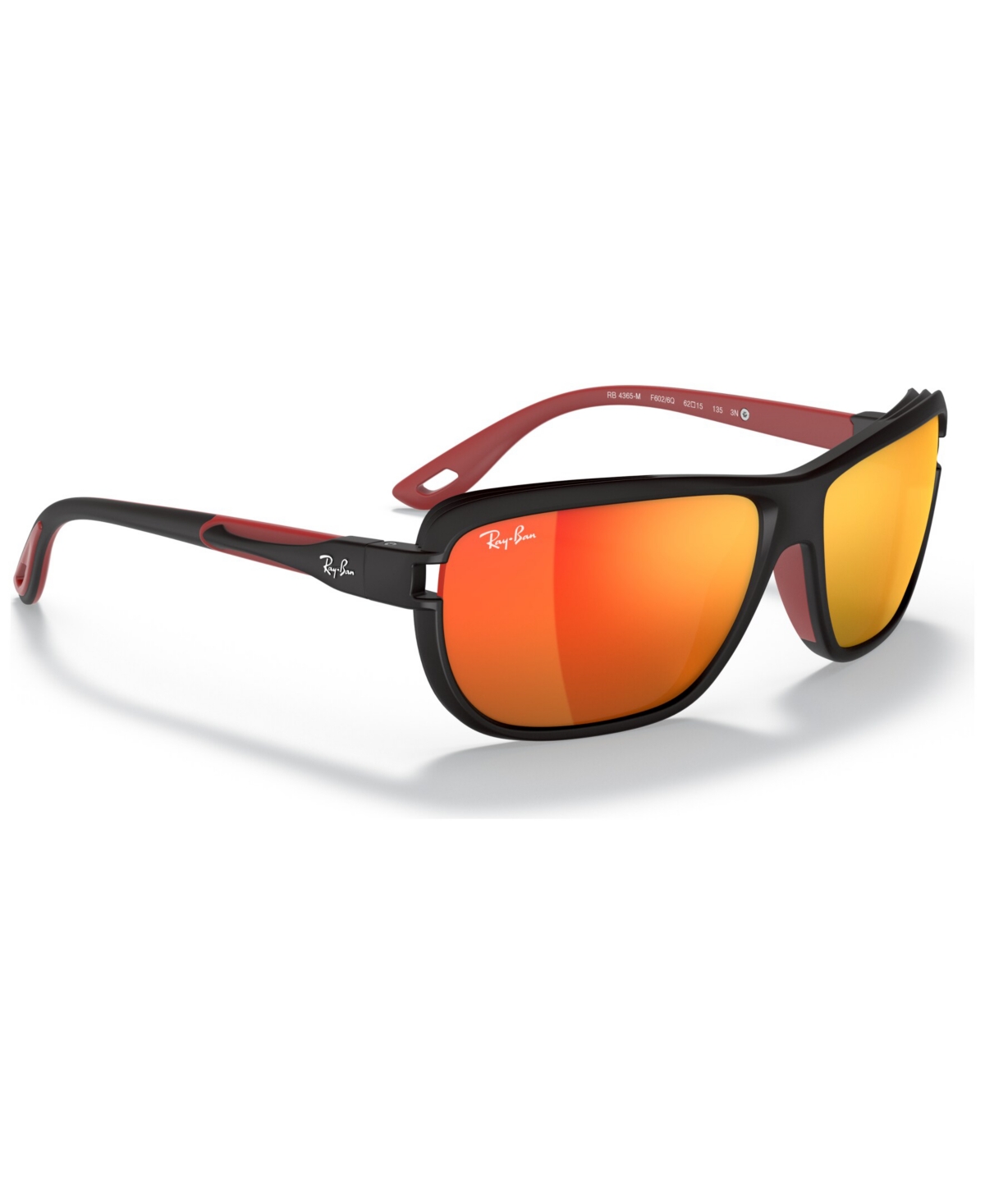 Ray Ban Scuderia Ferrari Brown Mirrored Orange Pillow Unisex Sunglasses Rb4365m F6026q 62 In Black