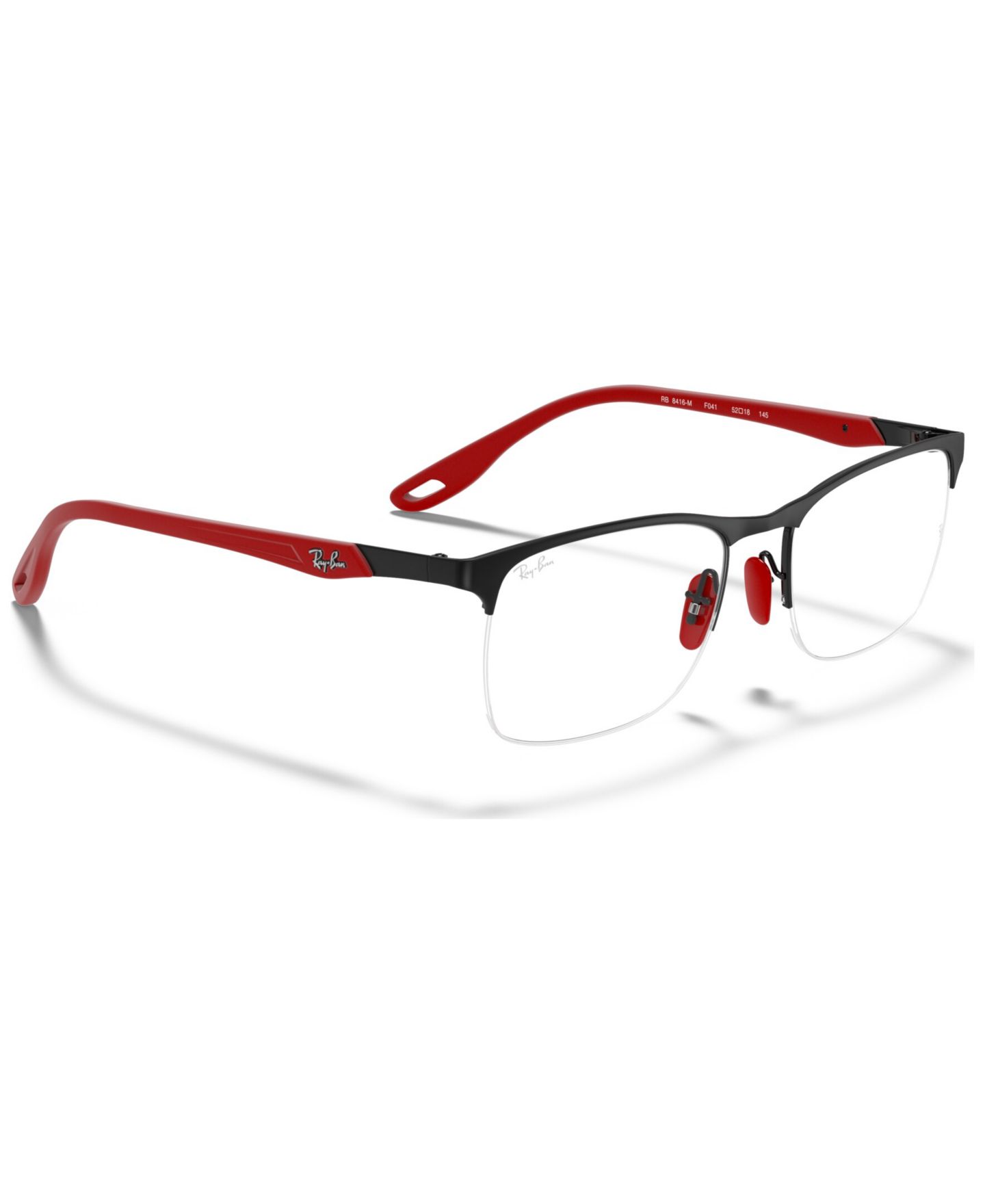 Мужские очки Ray-Ban Man Square Metal RB8416M Scuderia Ferrari Collection Eyeglasses, цвет: Чёрный — фото 7
