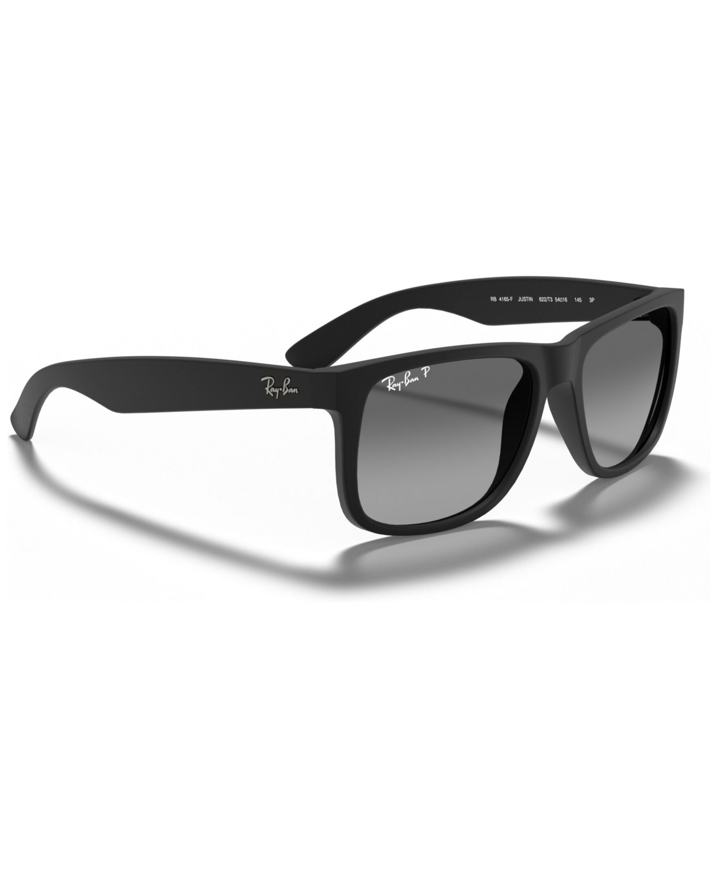 Солнцезащитные очки Ray-Ban Unisex Polarized Low Bridge Fit Sunglasses, RB4165F Justin Classic, цвет: Чёрный — фото 5
