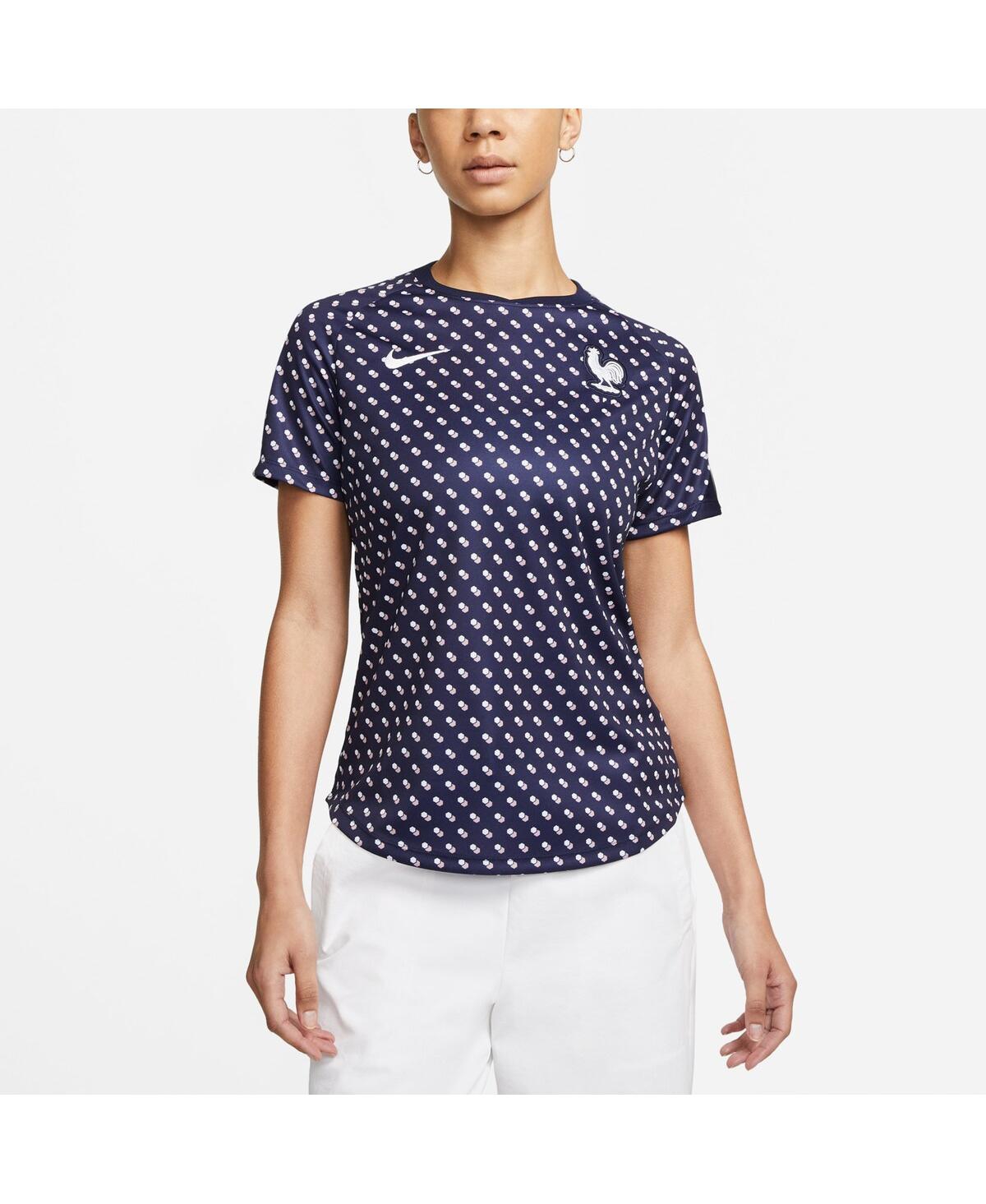 Women's NikeFrance National Team 2022/23 Pre-Match Home Performance Top - Navy