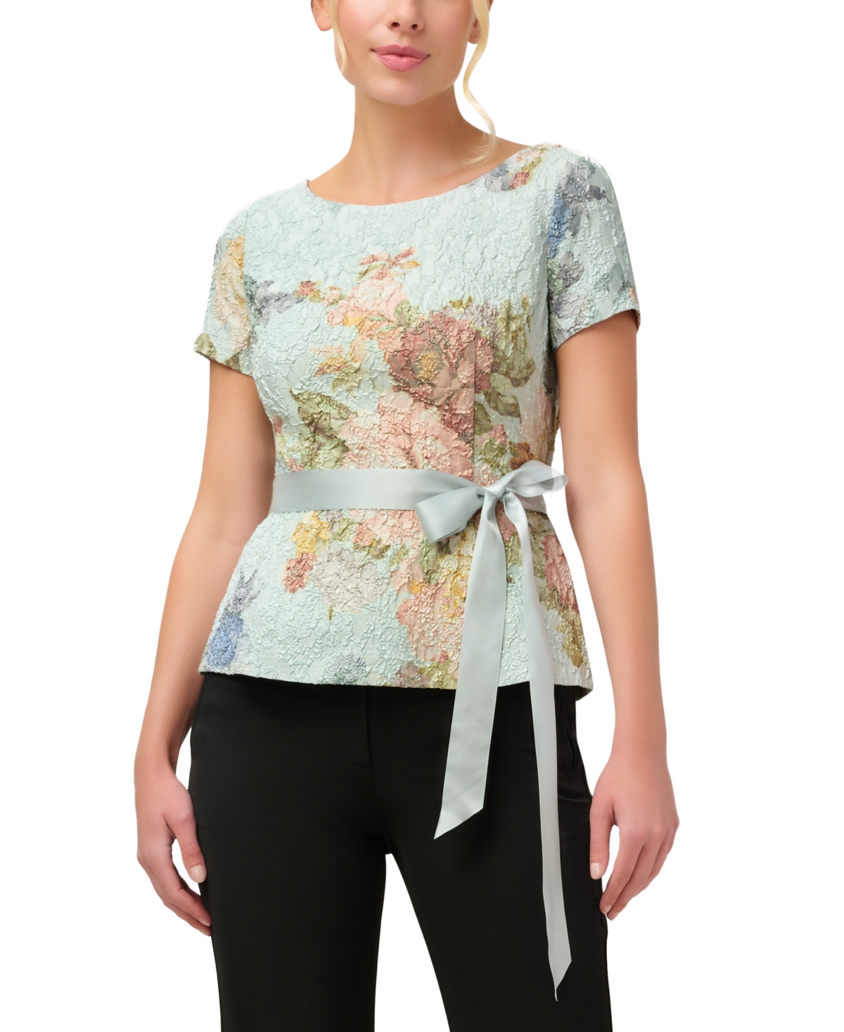  Adrianna Papell Women's Textured Floral-Print Top