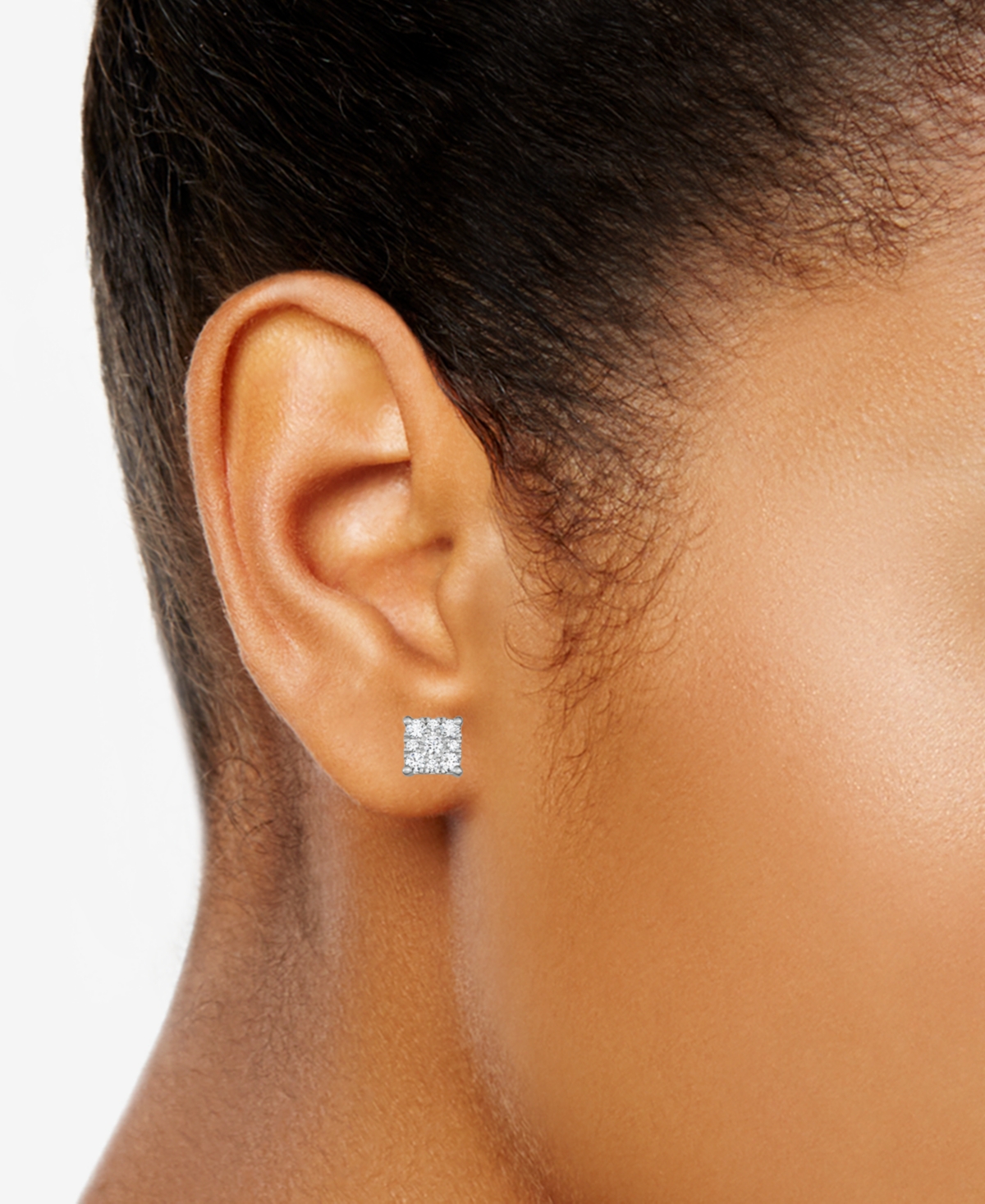 Diamond Square Cluster Stud Earrings (1 ct. t.w.) in 14k- White Gold