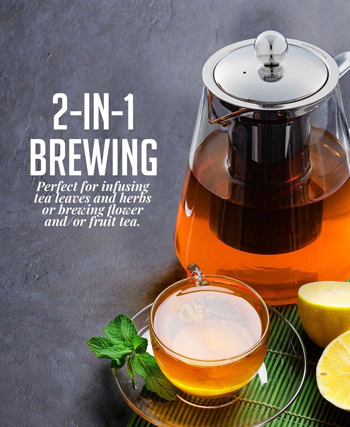 OVENTE Glass Teapot with Removable StainlessSteel Infuser FGF40T, 40