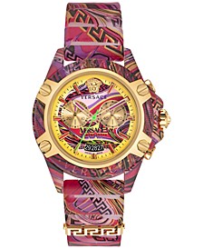 Men's Swiss Chronograph Icon Active Multicolor Silicone Strap Watch 44mm