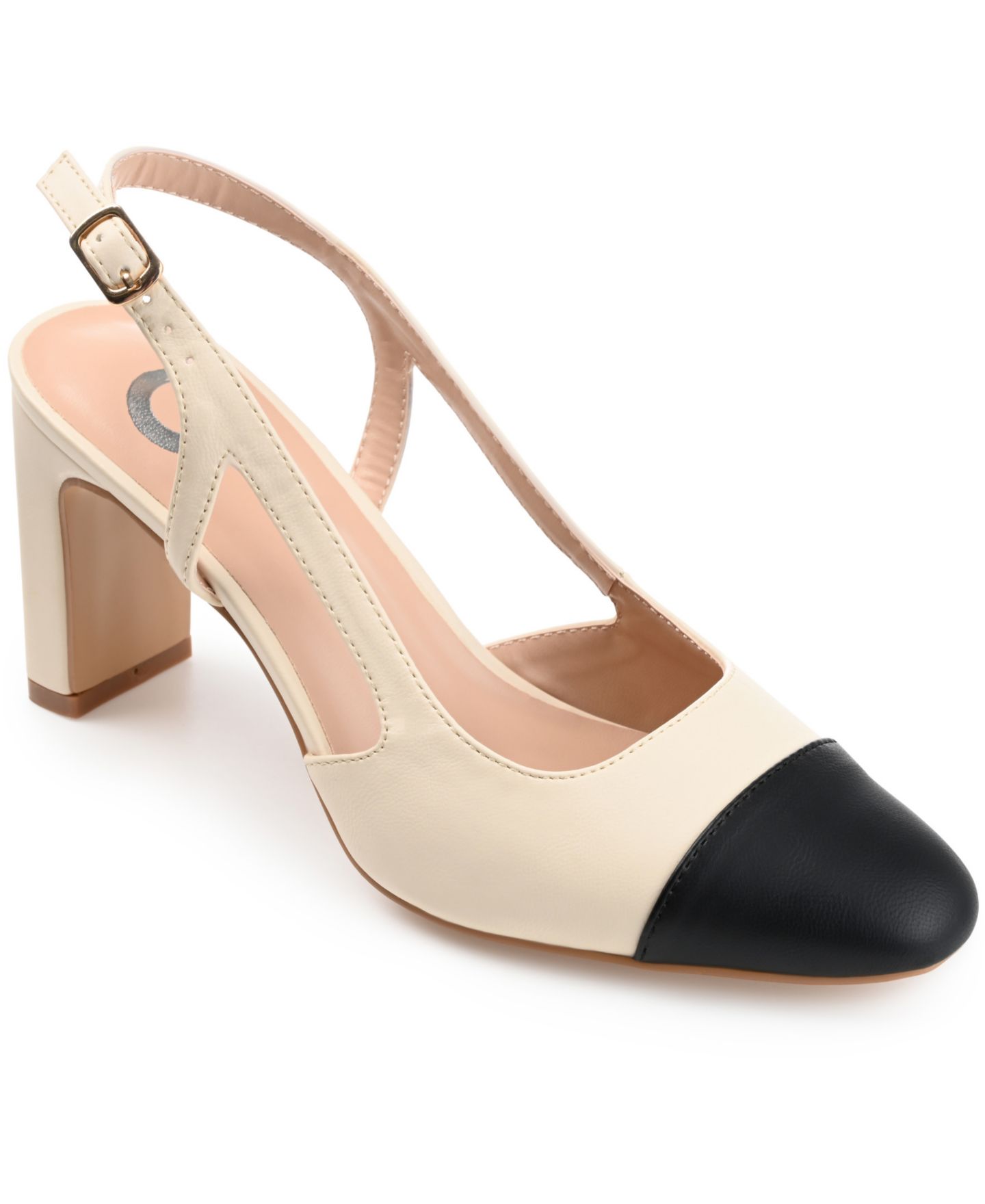 Женские туфли Journee Collection Reignn Cap Toe Slingback, цвет: Бежевый — фото 1