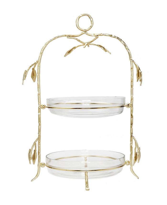 Classic Touch 2 Tiered Centerpiece Glass with Leaf - Macy's